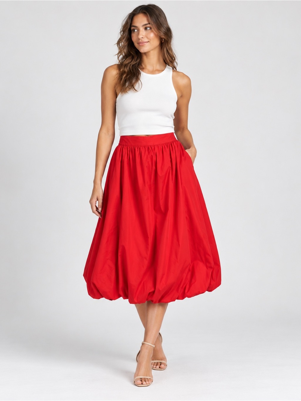 Red Women's Bubble Hem Skirt size L